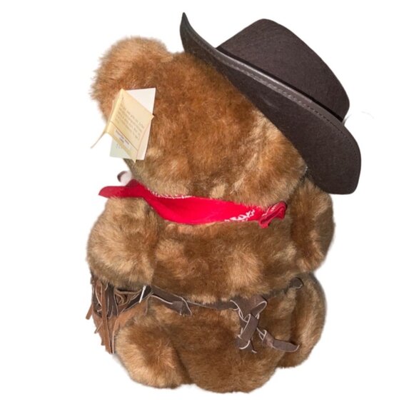 Cowboy Teddy Bear By Dakin With Hat & Bandana Plush Toy Collectible 12" Vintage - Picture 4 of 13